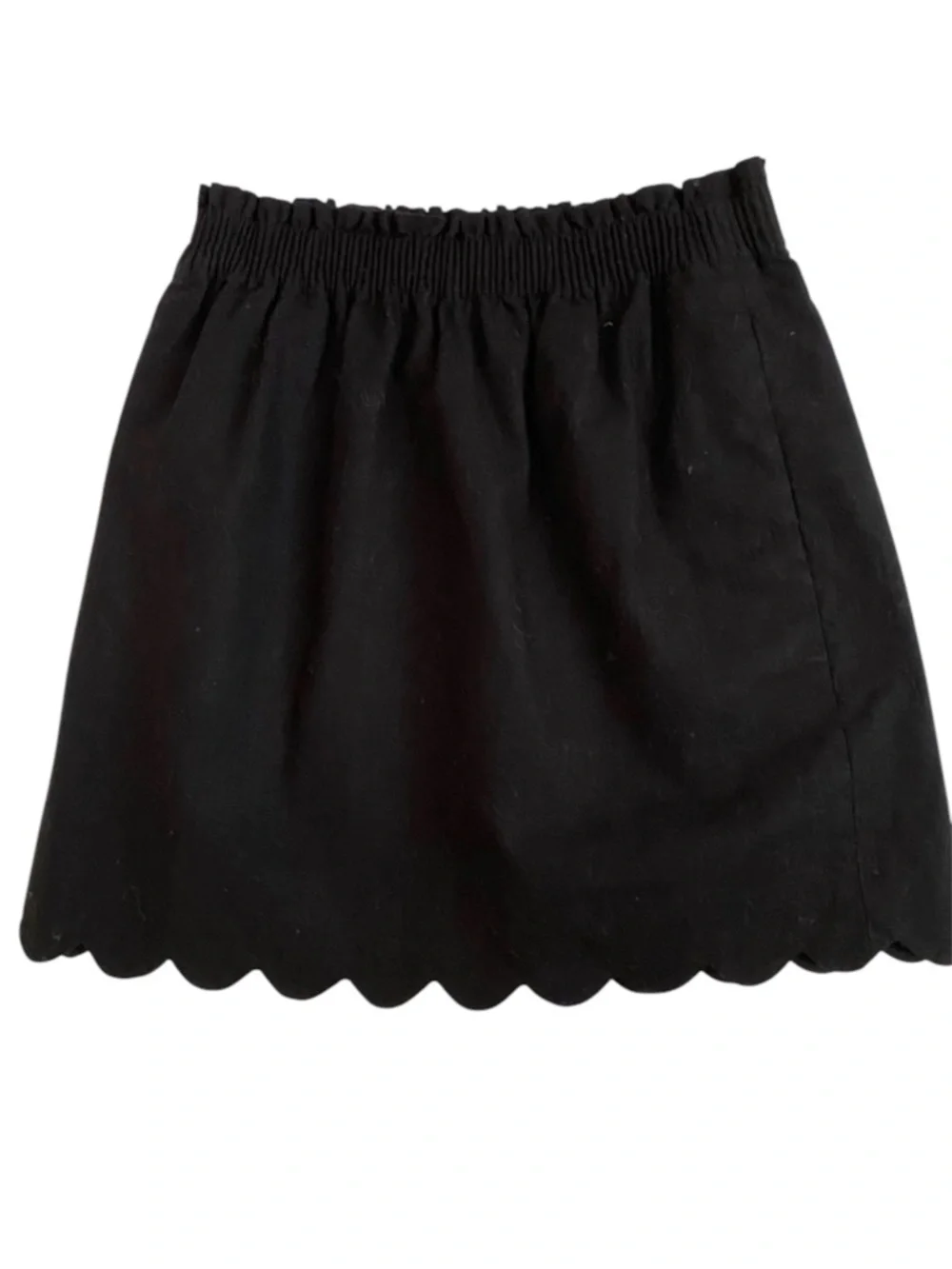 J.CREW FACTORY LINEN BLEND SKIRT SCALLOP HEM PAPERBAG WAIST SIZE 2 BLACK